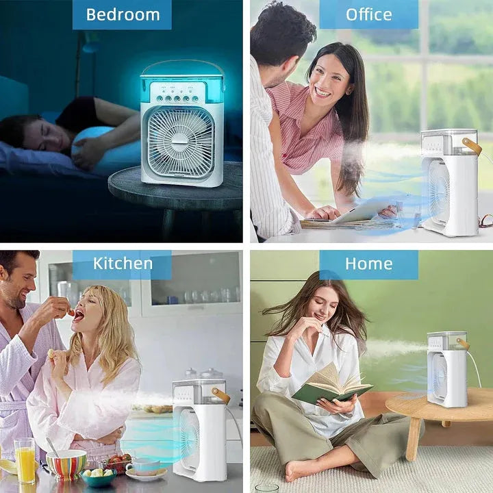 5-Nozzle Portable Mini Air Cooler Fan – 3-Speed Desktop Humidifier & Cooling Fan with 7-Color LED Light