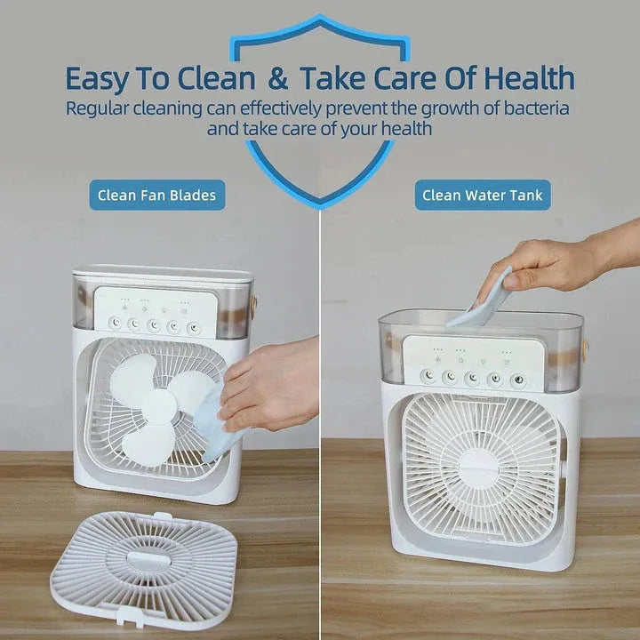 5-Nozzle Portable Mini Air Cooler Fan – 3-Speed Desktop Humidifier & Cooling Fan with 7-Color LED Light